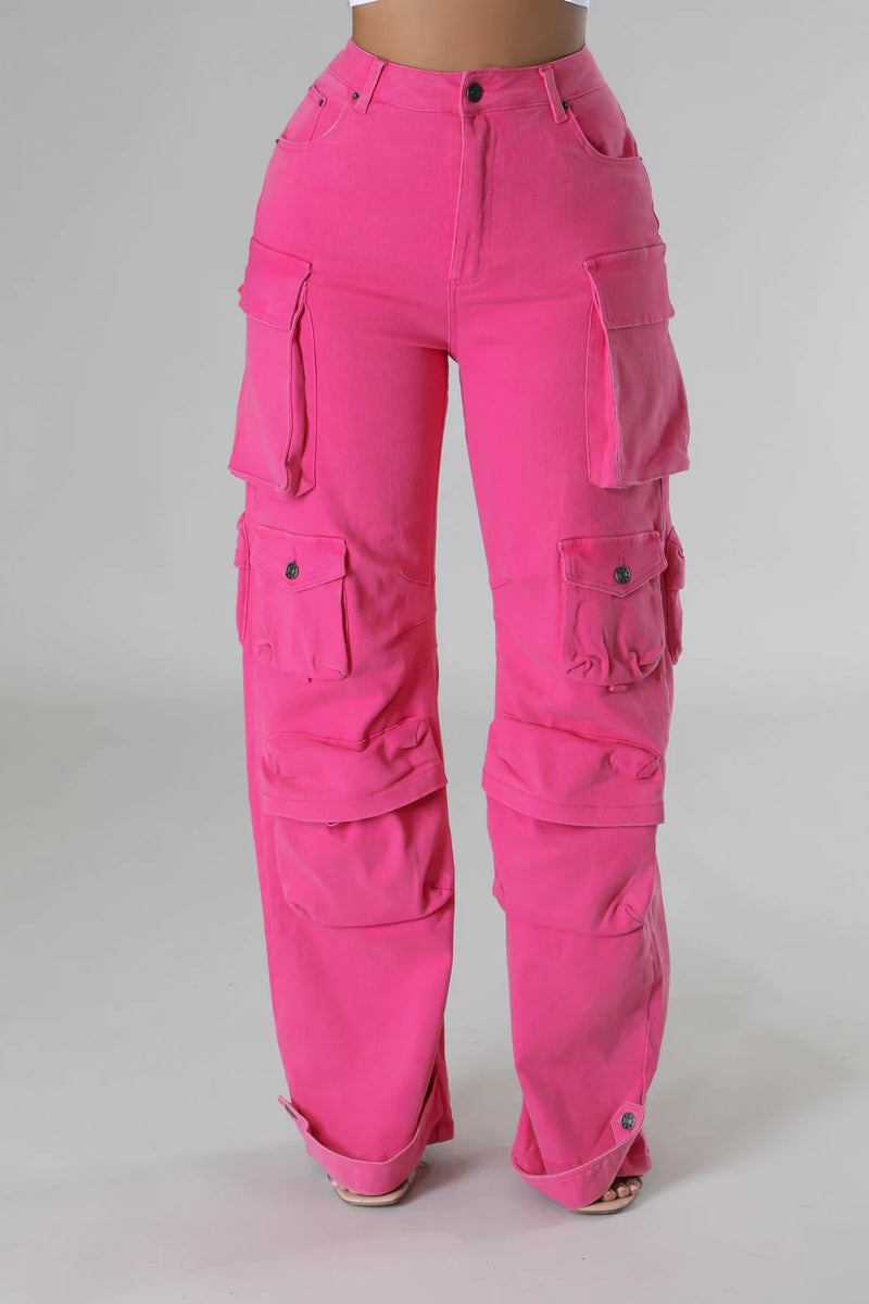 Plus Size Solid Color Multicolor Pockets Pants GHXF HX0359