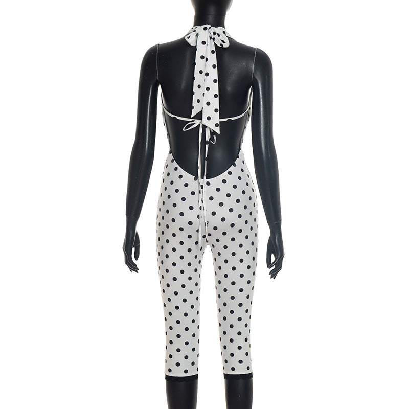 Deep V Neck Backless Print Jumpsuit MXBF Q26JP118