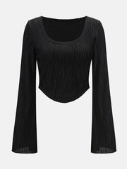 Sexy Solid Color Flare Sleeve Top GZJF 2589