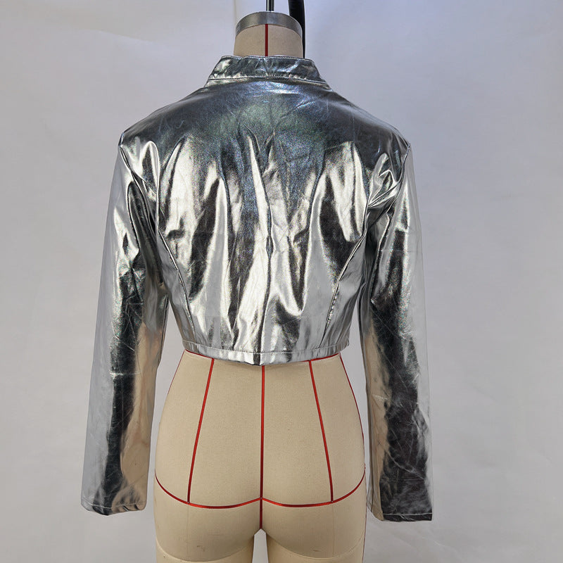 PU Leather Metallic Zipper Jacket GPBY 14622