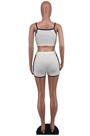 Letter Print Sling Vest And Shorts Sport 2 Piece Set XHXF 8683