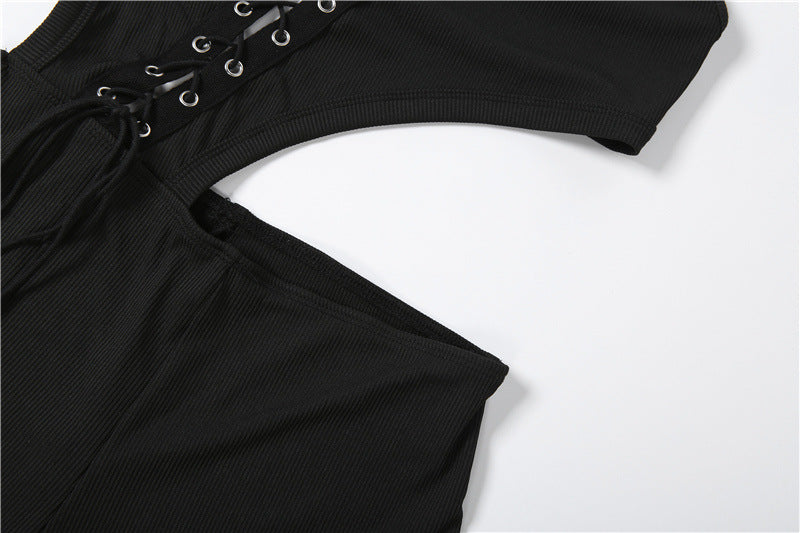 Sexy Irregular Bandage Romper DLSF K6Q07241A