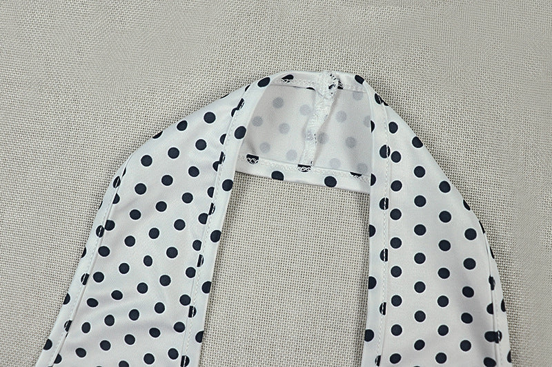 Halterneck V Neck Polka Dot Print Jumpsuit GJYO JS919185
