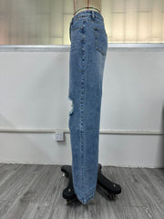 Fashion Holes High Waist Wide Leg Jeans GYXN 10193