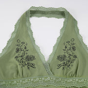 Lace Edge Patchwork Halterneck Tank Top GPKJ MR49253