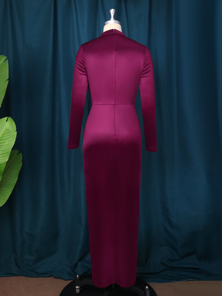 Plus Size Long Sleeve Split Maxi Dress GKEN AM220851