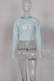 Fashion Sport Print Long Sleeve T Shirt YWXS XS XSL44779