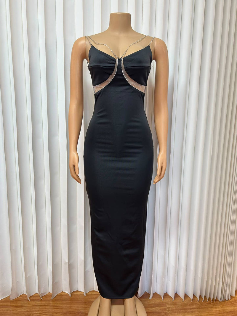 V Neck Sling Slim Maxi Dress GMYU 11500