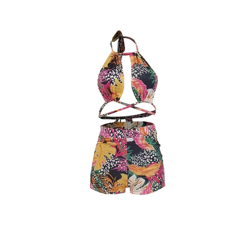 Plus Size Printed Two Piece Shorts Sets ZDF 31215