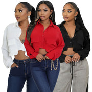 Solid Color Long Sleeve Shirt XHXF 969