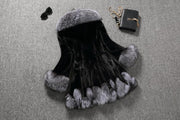 Plus Size White Rabbit Fur Hooded Coat HHMY XF %E8%85%B0%E5%B8%A6%E8%B1%B9%E7%BA%B9%E8%B6%85%E9%95%BF