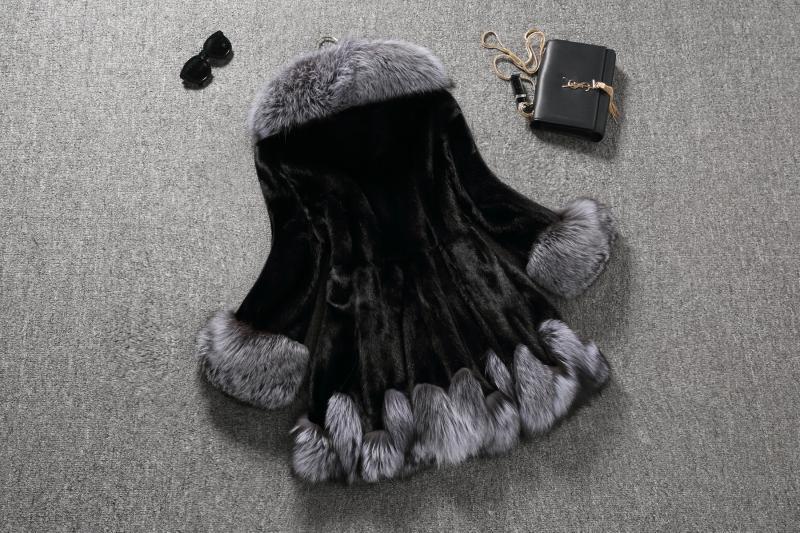 Plus Size White Rabbit Fur Hooded Coat HHMY XF %E8%85%B0%E5%B8%A6%E8%B1%B9%E7%BA%B9%E8%B6%85%E9%95%BF