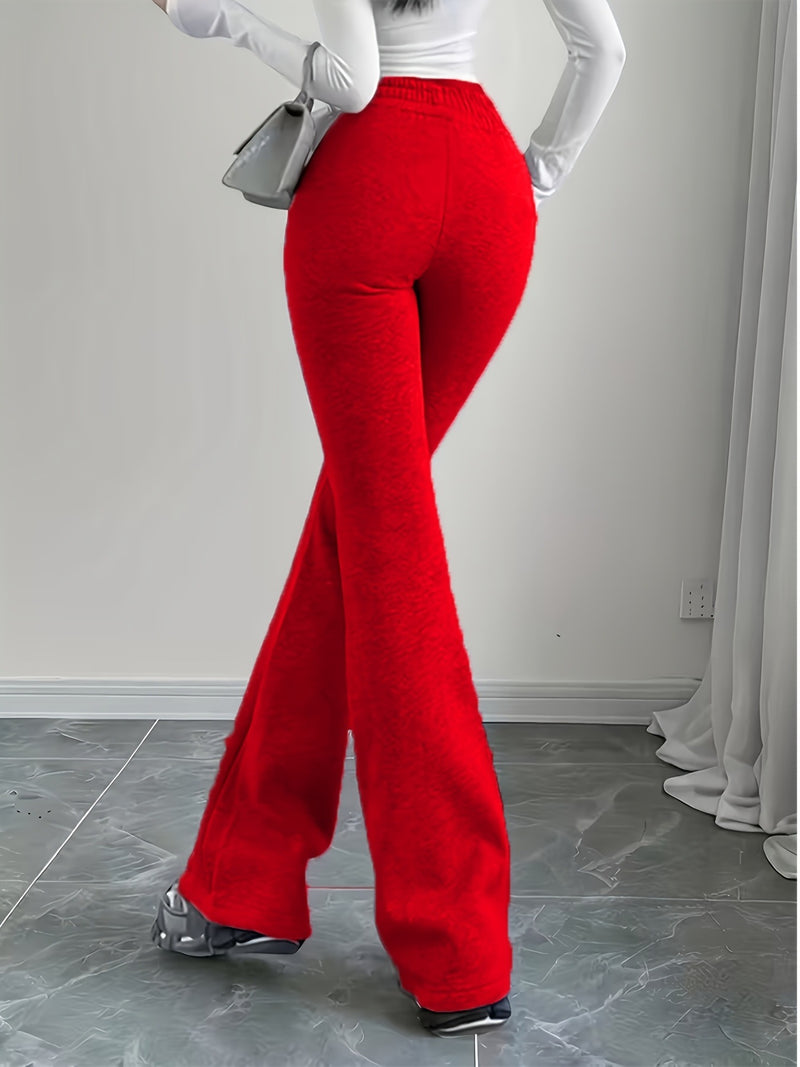 Drawstring Solid Color Micro Flare Pants GDYF 3455