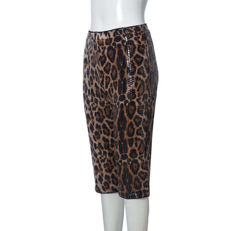 Leopard Print Sequin Casual Short GNZD 51664PHD
