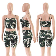 Plus Size Camo Print Two Piece Shorts Sets ASL 6019
