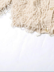 Knits Tassel Long Sleeve Button Coats GQNF F00121CM