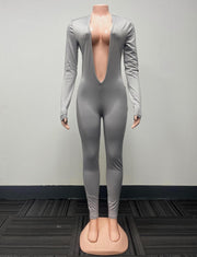 Long Sleeve Solid Color Tight Jumpsuit GQNF Y00252QC
