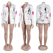 Printed Waist Slim Fit Blazer Top NY 3139