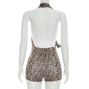 Leopard Print Backless Romper GDSF D26RP008