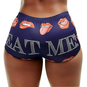 Letter Print Tight Short QYMF 3057