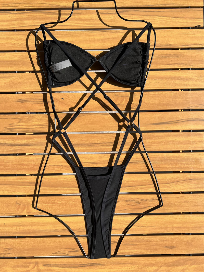 Sexy Sequin Solid Color One Piece Swimsuit CASF 6758