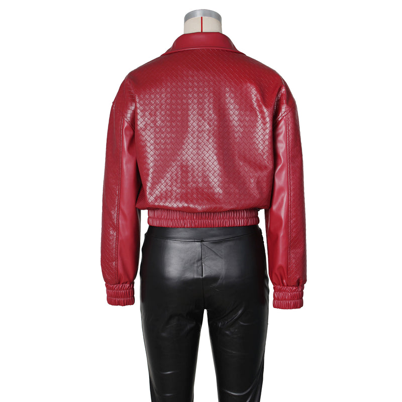 PU Leather Loose Zipper Jackets ZSD 0774