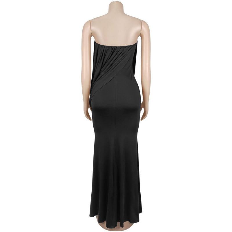Solid Color Ruched Tube Top Dress BY 7797