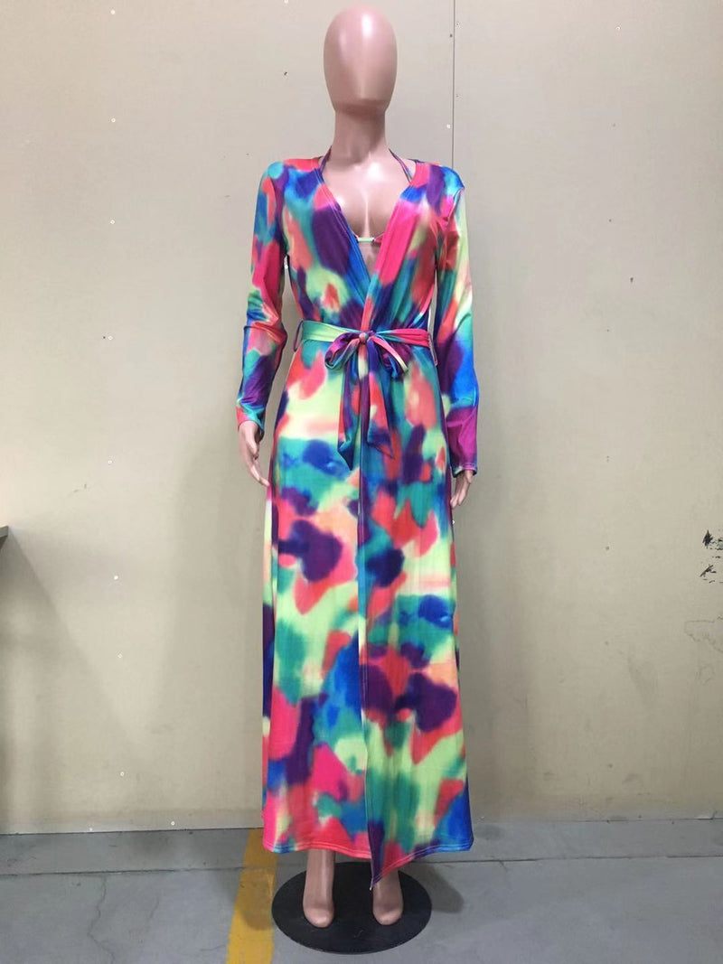 Sexy Printed 3pcs Swimwear Bikinis With Cover Up Sets OD 8439