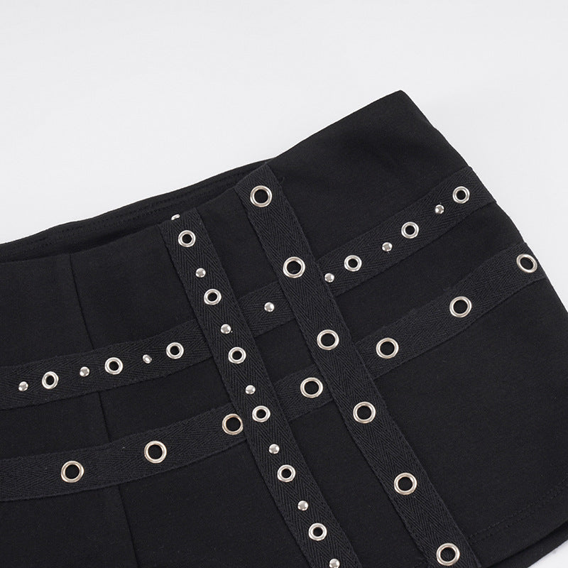 Punk Style Metal Studded Low Rise Shorts GPKJ MR49472
