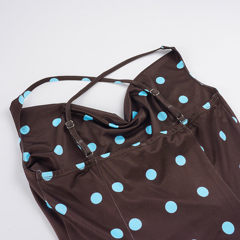 Polka Dots Print Backless Mini Dress GPKJ MR49193