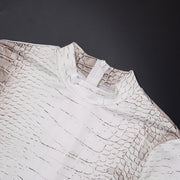 Zipper Long Sleeve Snake Print Jumpsuit MXBF J25JP427