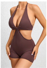 Sexy Halterneck Hollow Out Romper GQSA VC12