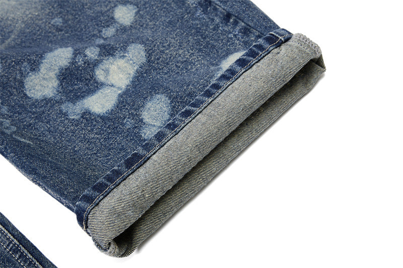 Plus Size Ink Splatter Loose Straight Jeans GYLN 9079