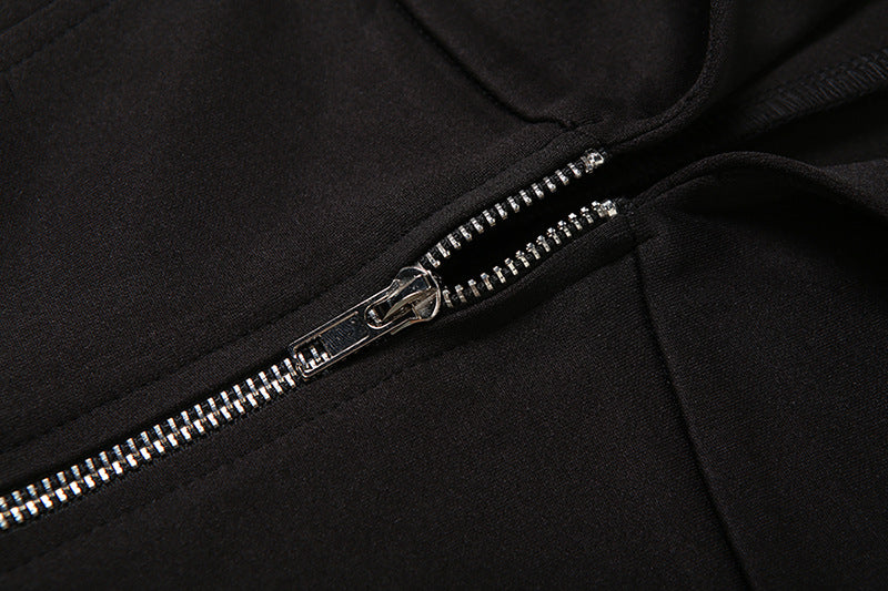 Long Sleeve Zipper Deep V Neck Coats GYME K25L77368
