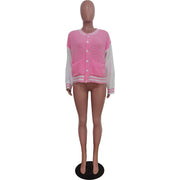 Color Blocking Long Sleeve Knits Jacket Coats TR 1276