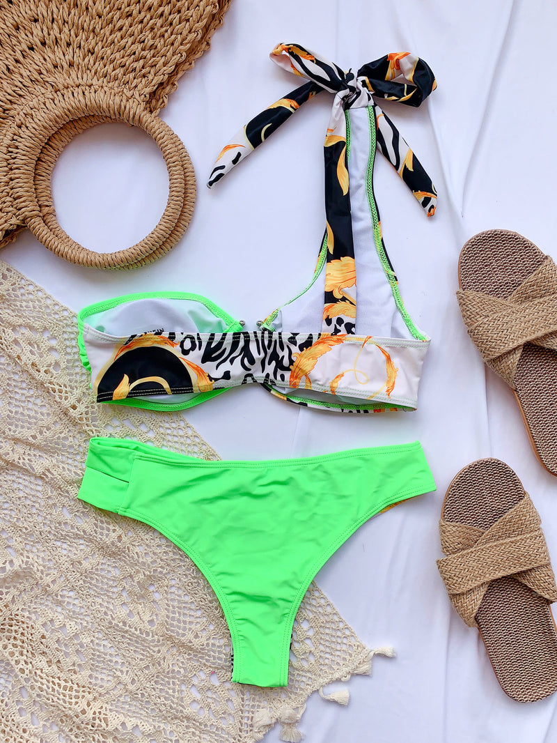 Sexy Printed One Shoulder Bikini 2 Piece Sets CASF 6093