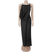 Solid Color High Split Spaghetti Strap Maxi Dress BY 7808
