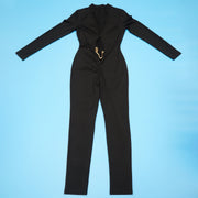 Deep V Neck Long Sleeve Tight Jumpsuit YF 10978
