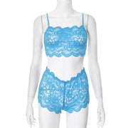 Sexy Lace Sling Vest Shorts Solid Suit GDSF D25ST009