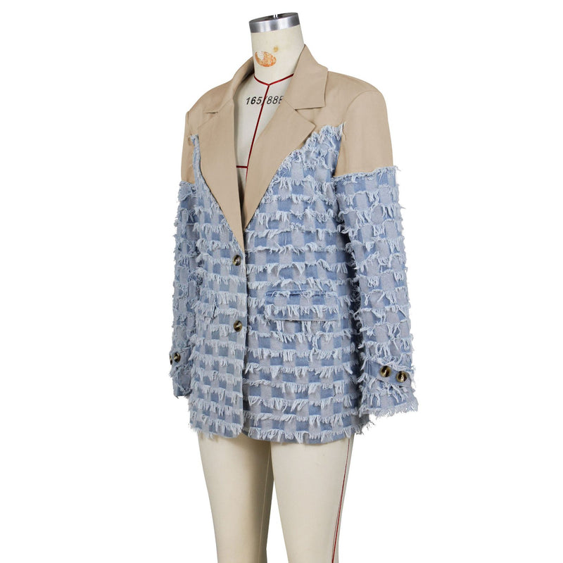 Contrast Color Patchwork Blazer Coat ZSD G0704