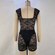 Tight See Through Embroider Romper GPBY 15118