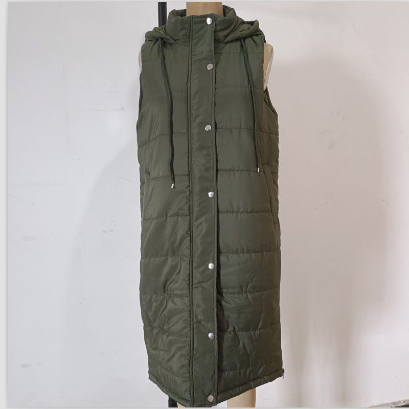 Plus Size Solid Hooded Single Breasted Cotton