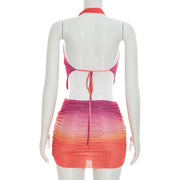 Print Sleeveless Backless Mini Dress GSZM C26DS173
