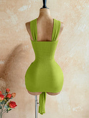 Solid Color Sleeveless Ruched Mini Dress GZIY 6515