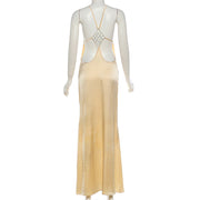 Solid Color Irregular Backless Maxi Dress GYME K6D02425A