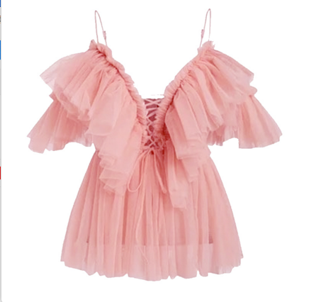 Sexy Mesh Ruffles Off Shoulder Crop Tops LS 0280