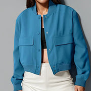 Plus Size Single Breasted Solid Color Long Sleeve Jacket GHHE 24594
