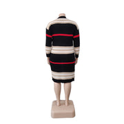 Plus Size Stripe Knits Long Coats QYXZ 9100