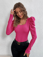 Square Neck Long Sleeve Knits T Shirt GYSQ WCCF2310