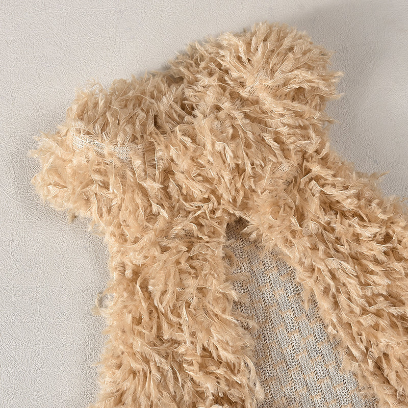 Fur Neck Hollow Out Top Coats GNZD 9799THD